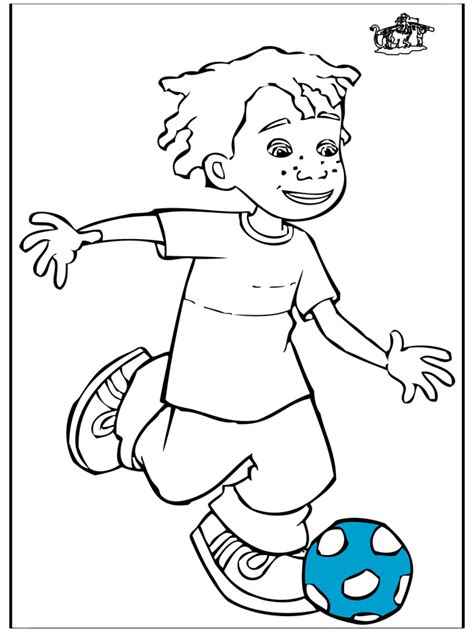 De voetballer en de balcontrole. Jongen met voetbal - Voetbal kleurplaten