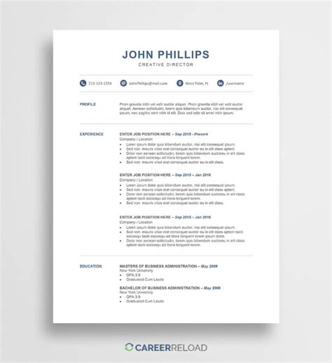 Ideal for professional cv writing. Ats Friendly Resume Template Free 2020 Resume resume for ...