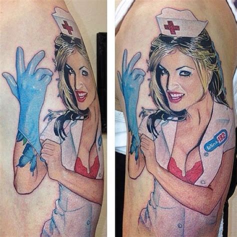 Blink 182 tattoo album on imgur. Janine Lindemulder Colour Portrait Tattoo from Blink 182's ...