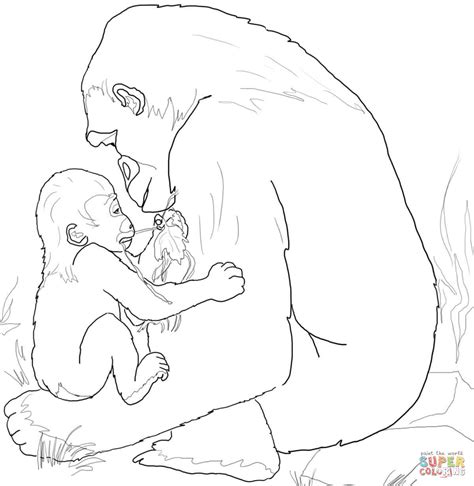 1024 x 1020 jpeg 101 кб. Baby Gorilla Playing With Mother Coloring Page | Free ...