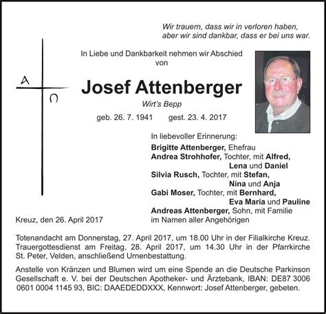 Die besten pinnwände von andreas moser. Traueranzeige (865163) - Familienanzeigen / Todesanzeigen ...