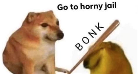Bonk refers to a series of memes in which various characters such as doge and cheems get hit on the head, usually accompanied by bonk sound effect that originates from team fortess 2 scout class promotional. Go To Horny Jail | Know Your Meme