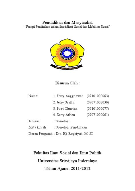 Pendidikan secara langsung berkaitan dengan mobilitas pekerjaan dan perbaikan selanjutnya pada status ekonomi dan seterusnya di sisi lain, bentuk jenis dan elemen perubahan sosial. (DOC) Pendidikan dan Masyarakat "Fungsi Pendidikan dalam ...