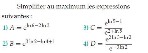 Logarithme népérien : exercices de maths en terminale en PDF.