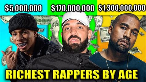 So if you are wondering who earned the most or who is at the top of the world here is a list of top 10 richest rappers of 2020. RICHEST RAPPERS BY AGE 2020 ( 13 - 55 ) - YouTube