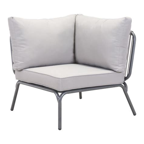 Zuo makes fashionable furniture affordable to any demographic. ZUO Pier Corner Patio Sectional Chair with Gray Cushion ...