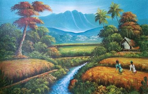 54+ lukisan gunung meletus, gambar lukisan bukan hanya. 27+ Galeri Lukisan Pemandangan Gunung Sawah - Pemandangan