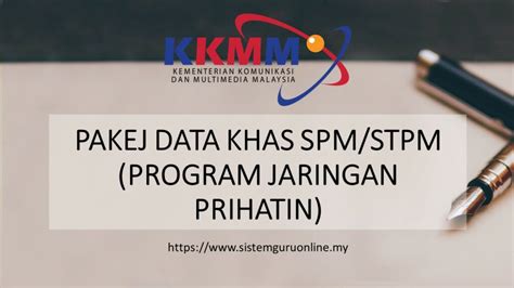 Program ini telah diumumkan di dalam belanjawan 2021 dengan peruntukan asal rm1.5 bilion untuk membantu sekitar 8.4 juta penerima. PAKEJ DATA KHAS SPM/STPM (PROGRAM JARINGAN PRIHATIN)