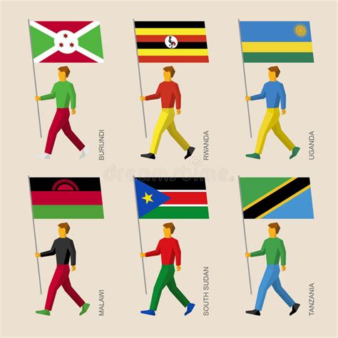Южный судан — государство совсем молодое. Люди с флагами - Бурунди, Руанда, Уганда, Малави, южный ...
