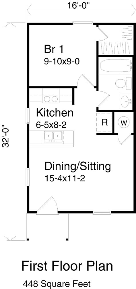 Flexible living to fit your life. Cottage Style House Plan - 1 Beds 1 Baths 448 Sq/Ft Plan ...