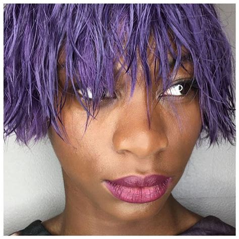 Darker shades such as smoky or ashy nuances are also available, and you will obtain a. Dark lilac purple hair color on short natural hairstyle ...