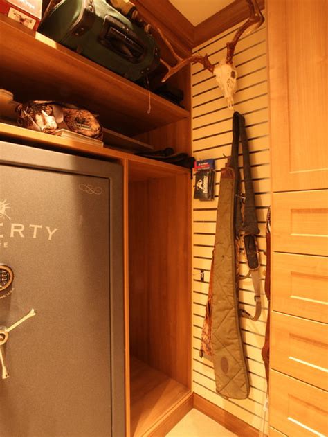 A gun safe room is a vault room for securing not only your guns but also your valuables like your antique collection, documents, and whatnot. Gun Closet | Houzz