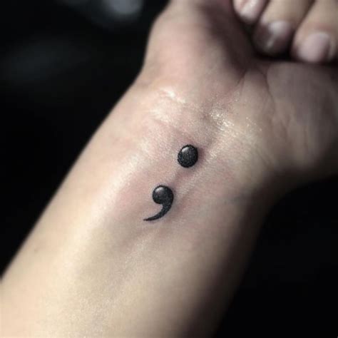 A perfect blend of alphabets, symbols and semicolon signs make a. Semicolon Wrist Tattoo Designs, Ideas and Meaning ...