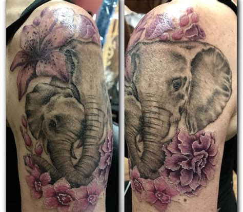It's a great design if a sort of melancholy tattoo. Mama and baby elephant tattoo by Audrey Mello | Baby elephant tattoo, Elephant tattoo, Animal tattoo