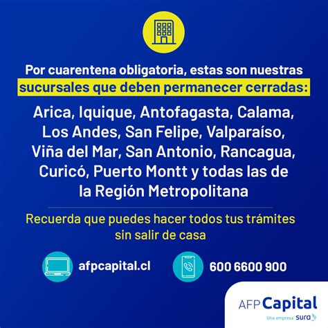 El funcionamiento de nuestras sucursales se ha visto alterado debido a la contingencia. AFP Capital - Home | Facebook