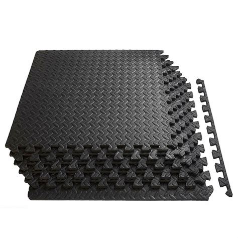 Incstores 8mm strong rubber tiles (23in x 23in tiles/multi piece floor kits) interlocking rubber gym mats for home gym flooring, exercise mats, equipment mats & fitness room floors. Gym Exercise Floor Mat Rubber Flooring Tiles Garage