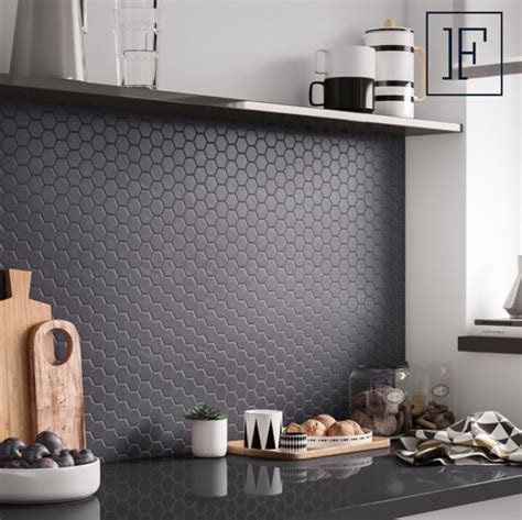 Honeycomb backsplash tile counts as mosaic tile. Honeycomb back splash | Blue tile backsplash kitchen ...