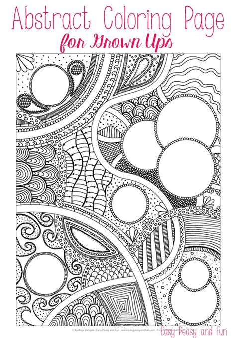 Easy printable pictures to color. Free Abstract Coloring Page for Adults | Easy peasy, Easy ...