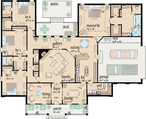 Choose your favorite 4 bedroom house plan from our vast collection. Country House Plan - 4 Bedrooms, 3 Bath, 3042 Sq Ft Plan ...