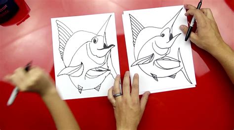 How to draw sea animals How To Draw A Marlin - Art For Kids Hub