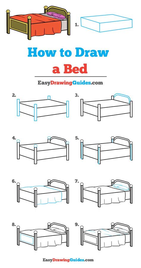 Step by step drawing lessons. How to Draw a Bed - Really Easy Drawing Tutorial | Easy ...