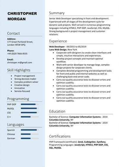 Modèles de CV en Anglais simple Word | Cv anglais, Exemple cv, Cv ...