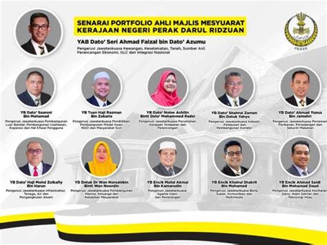 Senarai exc0 mayc perak pengerusi: Portfolio 10 Exco Perak dimuktamad dengan pindaan kecil