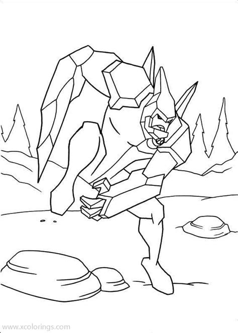 Cartoons and characters coloring pages. Ben 10 Coloring Pages Diamondhead is Running - XColorings.com