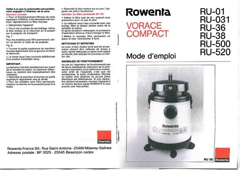 Read (), readline (), readlines (), etc. Notice aspirateur sans sac Rowenta ru36 vorace compact et pièces détachées : filtre, brosse ...