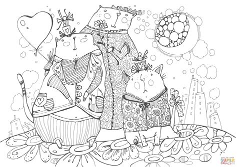 Download Cats Family coloring page | Free Printable Coloring Pages
