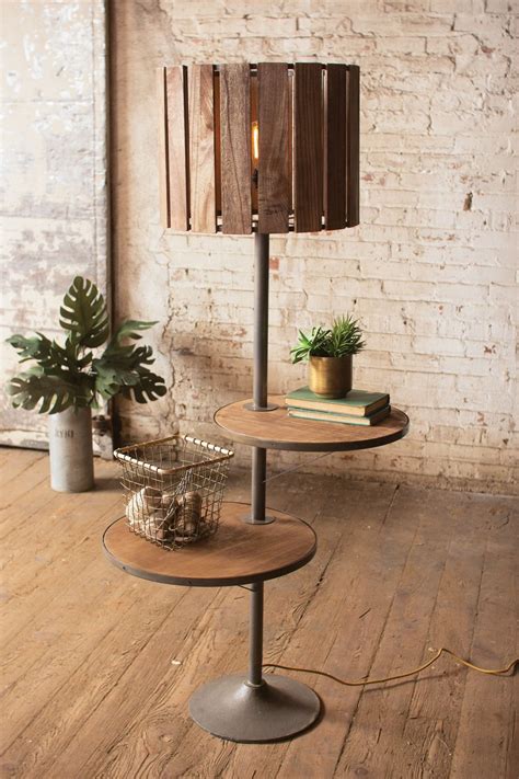 Lamp with drawer black shelf floor lamp with walnut pvc wicker. Kalalou Wood and Metal Floor Lamp with Rotating Shelves CQ6865 #WoodenLamp | Lampadaire diy ...