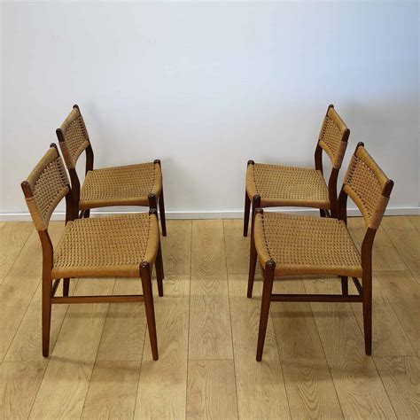 Set 6 niels koefoed danish teak dining chairs. Danish teak dining chairs with cord seats - Mark Parrish ...