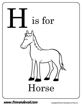 Mother would come out and say, you're tearing up the grass. H is for Horse | Letter H Coloring Page PDF