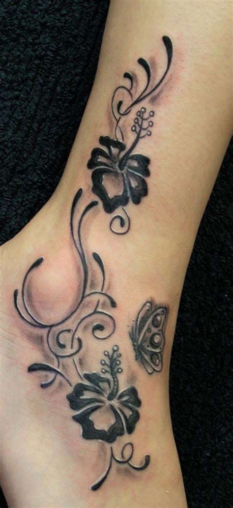 Maybe you would like to learn more about one of these? Hibiscus flowers with butterfly tattoo on foot - Tattooimages.biz