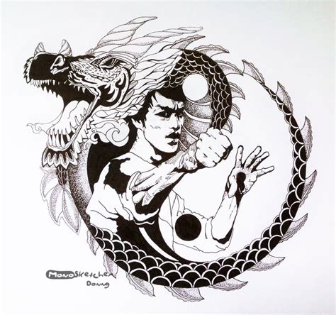 Dragon Spirits! The Legend Bruce Lee #MonoSketcher # ...