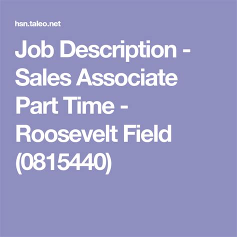 Other functions include acquiring, processing and registering customer invoices using various accounting software. Job Description - Sales Associate Part Time - Roosevelt ...