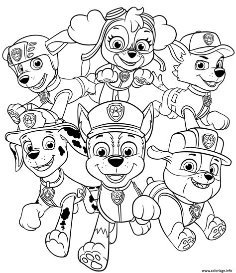 Ce coloriage et dessin de dessin animé pour les enfants est gratuit à imprimer et à colorier. Coloriage Tous Les Chiots De La Pat Patrouille Dessin Pat ...