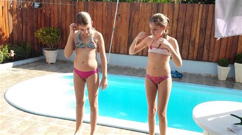 As meninas foram à piscina. Desafio da Piscina | Doovi