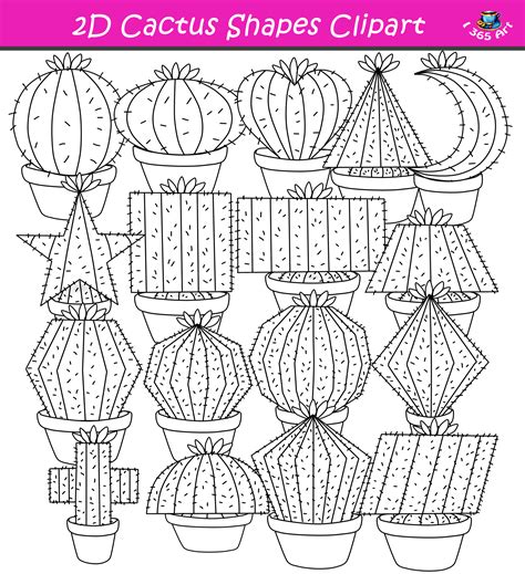 209 volley ball volleyball black and white format: 2D Cactus Shapes Clipart Graphics Download | Clipart 4 School