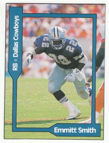 Pro set emmitt smith 1990 offensive rookie of the year) was sold on ebay in february 2020 for $5000.00 while the cheapest rookie card (1991 in average, a rookie card from emmitt smith is valued with $12.99. 1990-91 SCD #38 Emmitt Smith Pocket Price Guide Card NM $4 ...