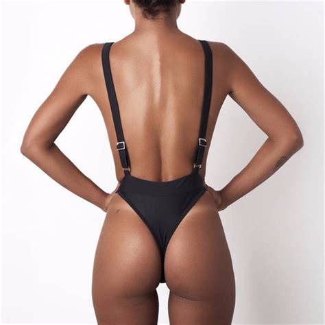 From bold classics to contemporary colorblocked designs, choose from a wide. 2018 Black High Cut leg thong one piece swimsuit women One ...