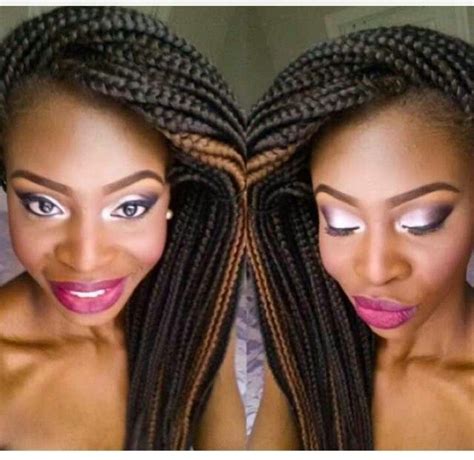 While box braids can be done in a hair salon, it's also possible to be done right from your home. Box braids swoop side | Natural Hair X | Pinterest