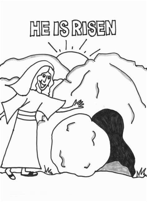 Here is a joyful religious colouring page for easter, celebrating the assension of jesus christ. He Is Risen Coloring Pages - Coloring Home