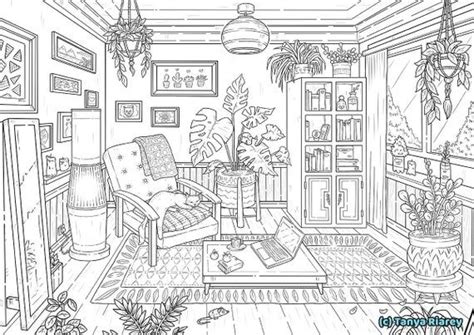 Design drawing skills and techniques for architects, landscape architects, and interior designers. Printable Interior Coloring Page Adult Coloring Book ...