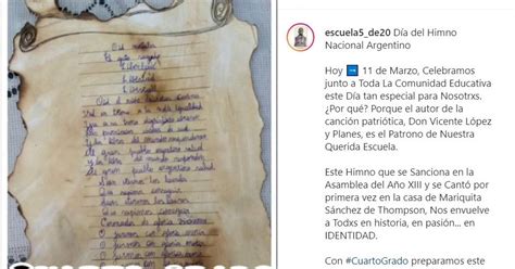 La belicosa marcha escrita por vicente lópez y planes con música de blas parera sea el himno nacional de las provincias unidas del río de la plata se convierte así en la. SOY DEL 20°: Día del Himno Nacional Argentino