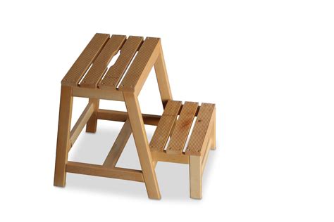 Tritt Hocker aus Buchen-Holz mit 2 Stufen, B38 x T54 x H45 ...