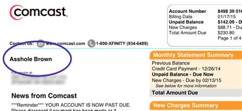 Fill out all shipping and payment information. Comcast is sorry that it changed one customer's name to ...