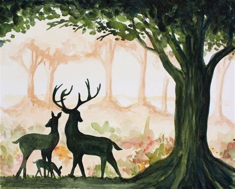 I'm a practical joker in my family. ART PRINT - 8x10 Giclee of Original Watercolor Painting by Jessi Lynn - Woodland Deer Family ...