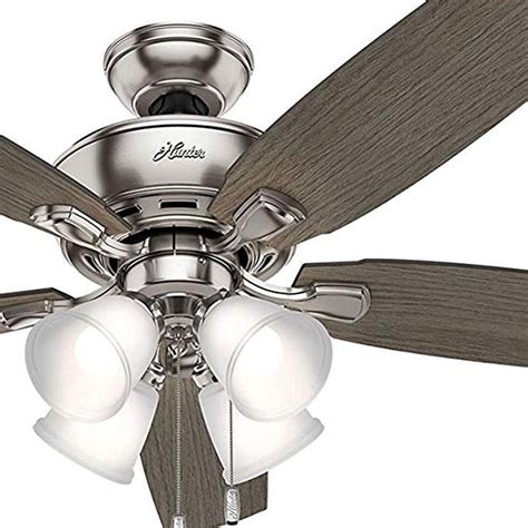 I originally purchased 100w bulbs but then noticed inside the fixture it my wife had two similar hunter fans with remotes installed in our house in rooms with no ceiling fixtures. Hunter Fan 52 inch Brushed Nickel Ceiling Fan with Four ...