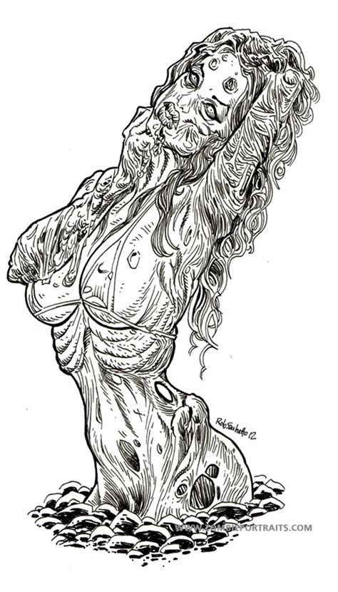 Coloring pages are no longer just for children. Zombie Pin Up Girl Emerges from Stony Ground